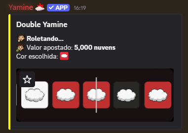 Comando Double do Yamine rodando no Discord